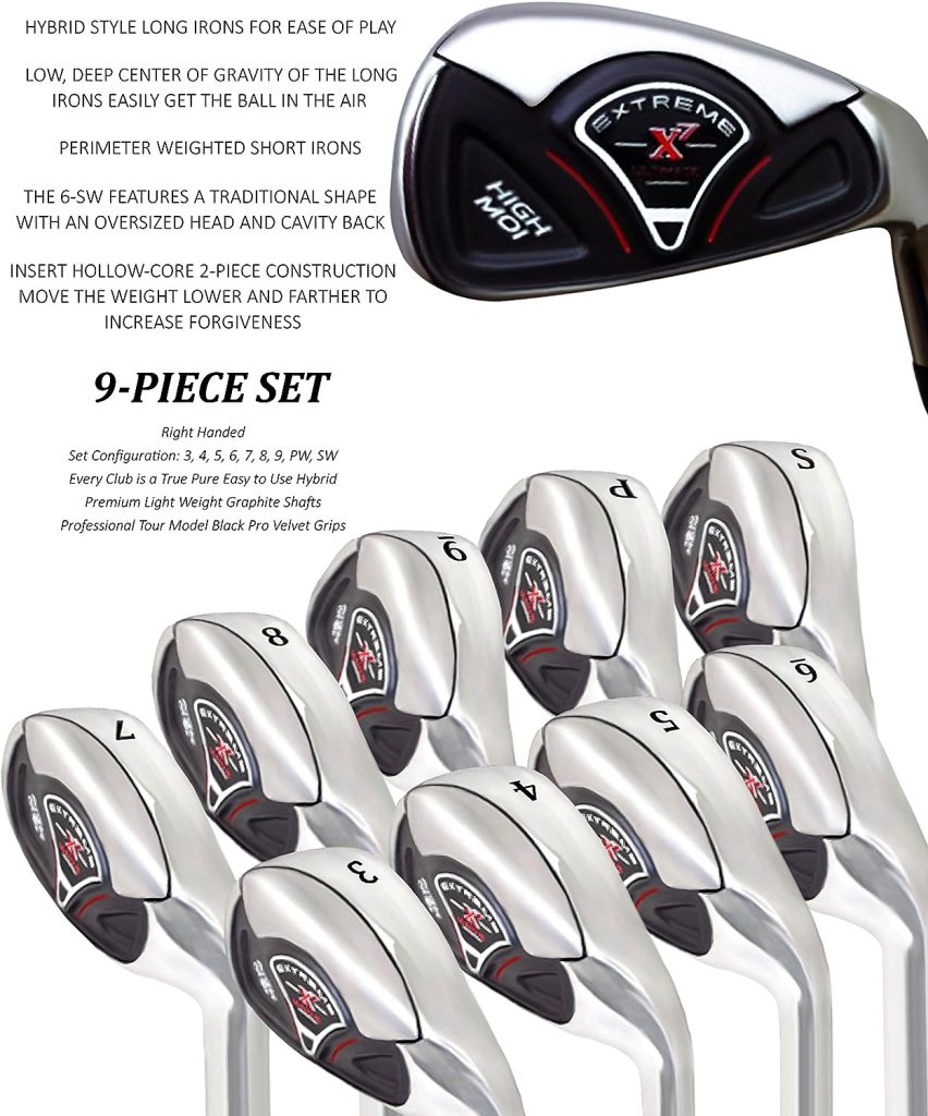 Extreme X7 High MOI Complete 9-Piece Mens Iron Set (3-SW) Right Handed Regular Flex R Flex Club