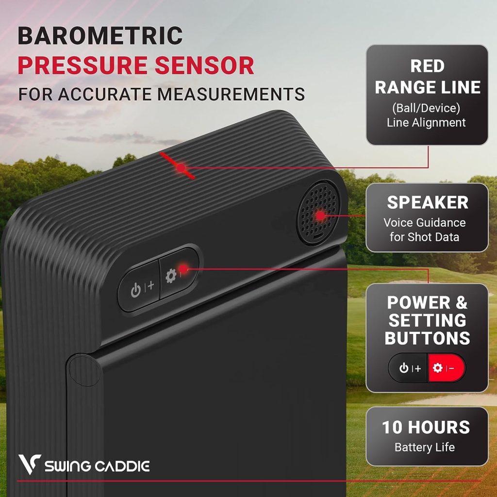 Swing Caddie SC4 Portable Golf Simulator and Golf Launch Monitor for Indoor and Outdoor Use with Bluetooth Connectivity via Smartphone or Tablet - 10 Hours of Battery Life