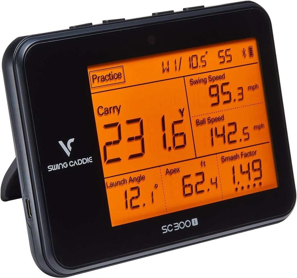 Voice Caddie SC300i Swing Caddie Portable Bluetooth Golf Launch Monitor | Doppler Radar Technology with Carry, Total Distance, Ball  Swing Speed, Launch Angle, Max Height with Protective Hard Case