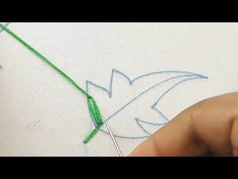 hand embroidery easy leaf design, basic embroidery for beginners, hand embroidery stitches