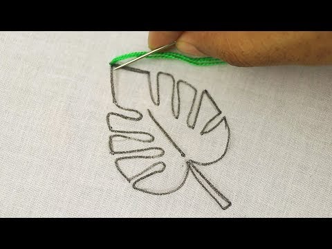 new leaf embroidery for beginners : satin stitch & bullion knot * Bordado a Mano: Hoja de Monstera