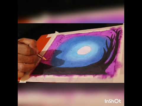 A Tree with a Swing for beginners with Oil Pastels – step by step