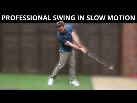 THE PROFESSIONAL GOLF SWING IN SLOW MOTION FACE ON CAMERA WEDGES, IRONS, FAIRWAY AND DRIVER – 240FPS