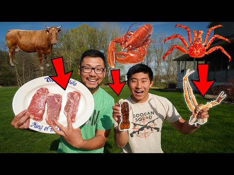 The ULTIMATE Surf and Turf BUY CLEAN COOK! (Lobster, Crab, and Steak)