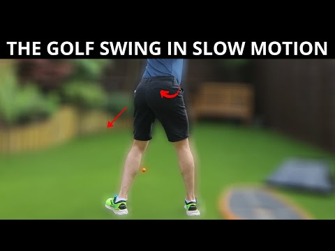 THE PROFESSIONAL GOLF SWING IN SLOW MOTION FROM A VERY INTERESTING CAMERA ANGLE