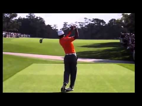 Tiger Swings Left Handed at The Masters
