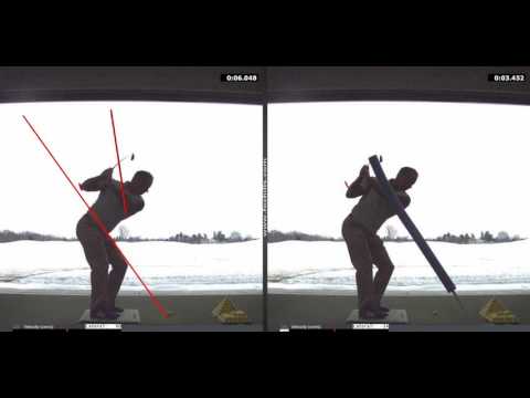 Professional Golf Instruction with Student Swing Plane Line