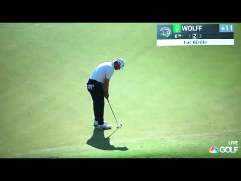 Whoops! Matthew Wolff accidentally hits his ball on his practice putting swing…