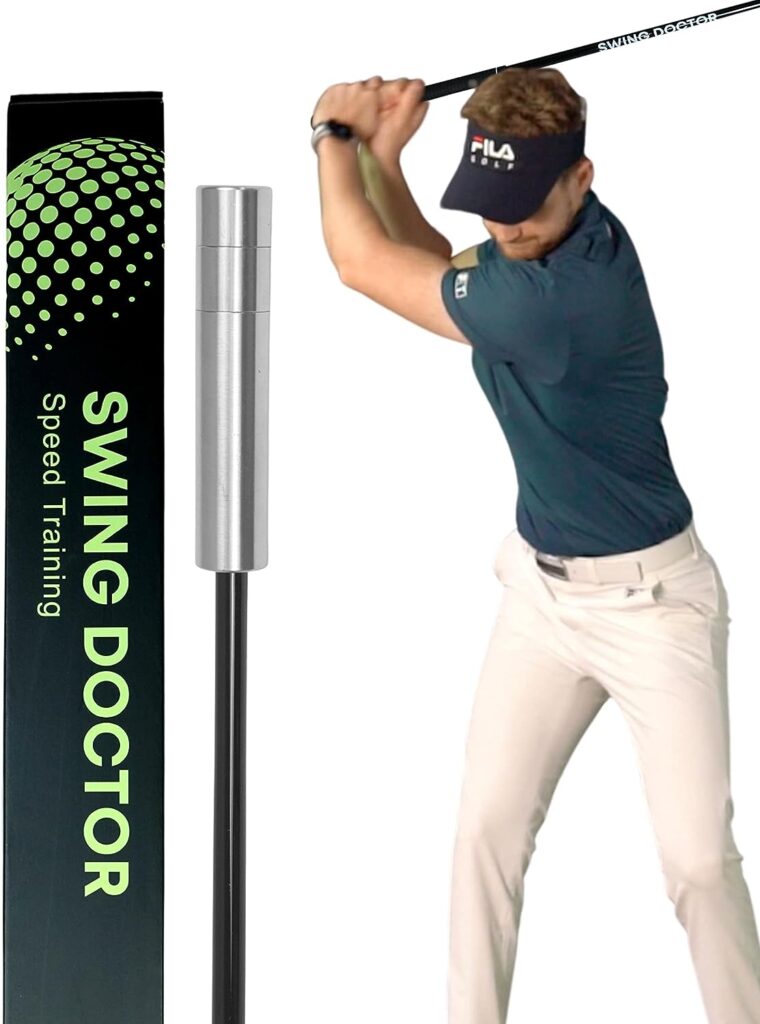 SWING DOCTOR Swing Trainer, Golf Swing Speed Training System, Increase Club Head Speed, 3 Training Weights in One Club