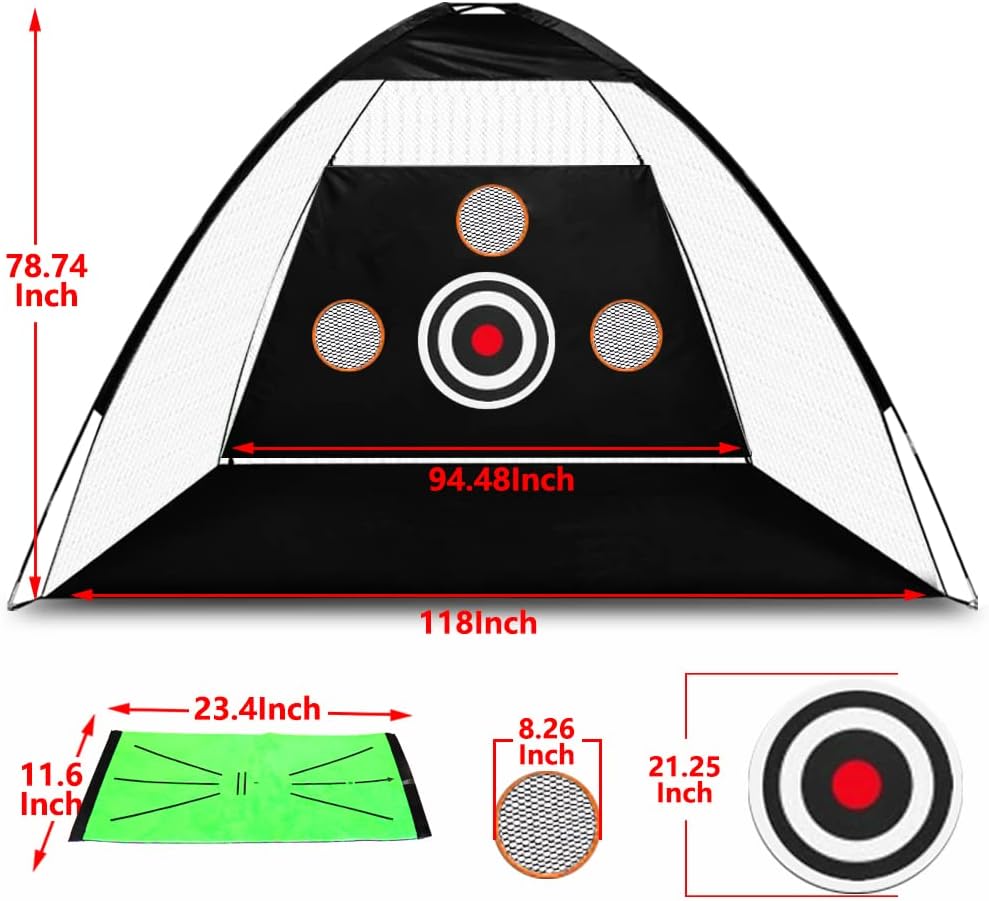 10x7ft Golf Net, Golf Club, Mat, Balls, and Tees for Indoor and Outdoor Training, Improve Your Golf Skills with Our Complete Practice Set.