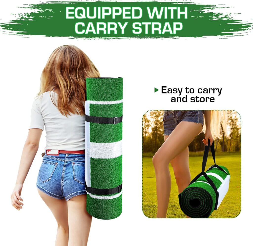 2 PCS Portable Softball Pitching Mat 3 x 10, 3 x 7 Pitchers Mound with Carry Strap Antislip Turf for Floors Garage Gym Indoor Outdoor Fastpitch Slowpitch Training Aids