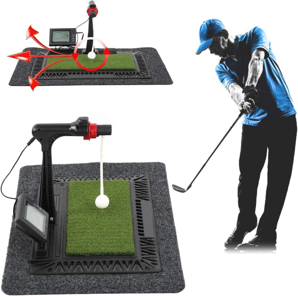 Golf Practice Equipment, Home Indoor Digital Exerciser Golf Swing Practice Trainer Assistant Portable Golf Swing Groover Hitting Trainer Practice Mat Voice Trainer Set