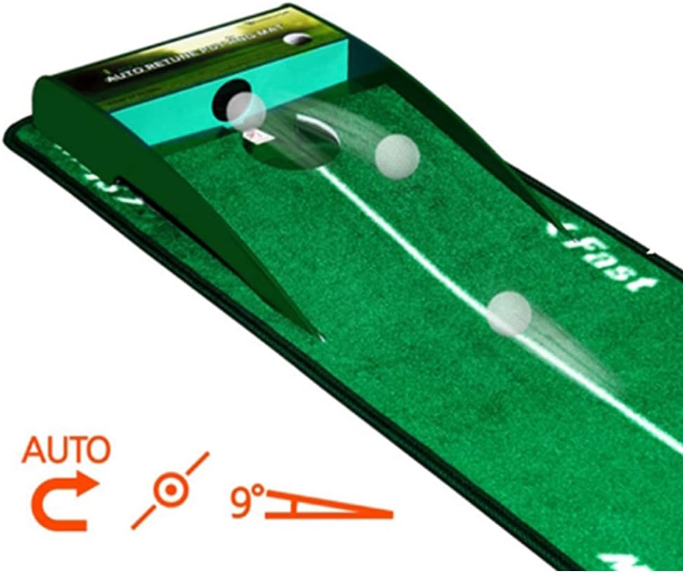 TULGIGS Auto Return Indoor Putting Practice Mat,Portable Mat with Auto Ball Return Function – Mini Golf Practice Training Aid, Game and Gift for Home, Office, Outdoor Use Made in Korea