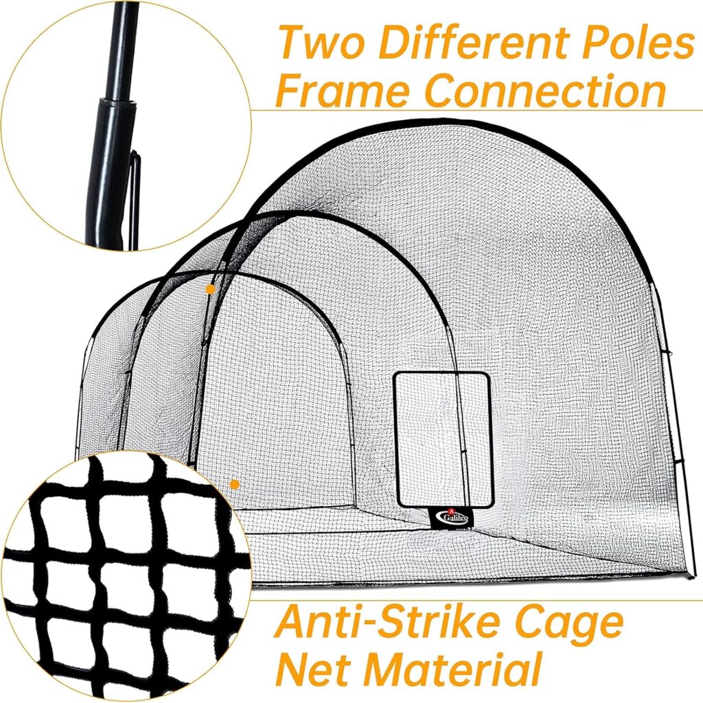 Gagalileo Batting Cage Baseball Cage Net Softball Cages, Heavy Duty Netting Backstop for Backyard, Training Softball Baseball for Pitching Pitchers (Style Optional)